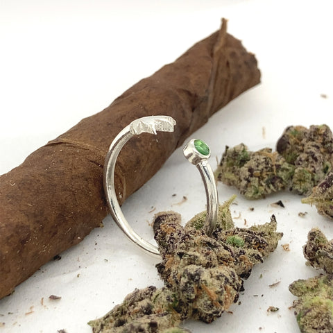 Cannabis Leaf Adjustable Open Ring