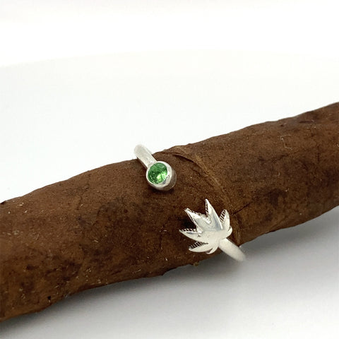 Cannabis Leaf Adjustable Open Ring