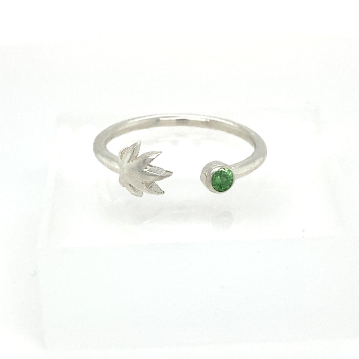 Cannabis Leaf Adjustable Open Ring